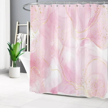HVEST Pink  Abstract Marble Shower Curtain, Modern 69 x 70 Inch Polyester Fabric, 1 Count