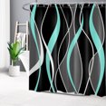 thumbnail image 1 of HVEST Modern Geometric Shower Curtain with Abstract Teal Black and Gray Line Design - Modern Minimalist Bathroom Decor, Waterproof Polyester Fabric, Includes 12 Hooks, 72x78 Inches, 1 of 7