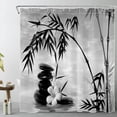 thumbnail image 1 of HVEST Modern Spa Zen Shower Curtain for Bathroom White Floral with Black Pebble and Bamboo Leaf Bathroom Shower Curtains with Hooks, Grey Bathroom Curtains Shower Set 69x70 inch, 1 of 6