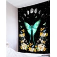 thumbnail image 1 of HVEST Moth Tapestry, Teal Moth with Colorful Plants Floral Moon Phase on Black Backdrop Trippy Tapestry Wall Hanging Aesthetic Wall Decor for Living Room Bedroom Dorm Kitchen Home 70.9x92.5 Inch, 1 of 6