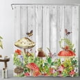 thumbnail image 1 of HVEST Mushroom Shower Curtain Butterfly and Floral Botanical Plant Bathroom Curtain, Farmhouse Rustic Planks Backdrop Bath Curtain with Hooks Set Polyester Fabric Decorations ,72 X 78 Inches, 1 of 6