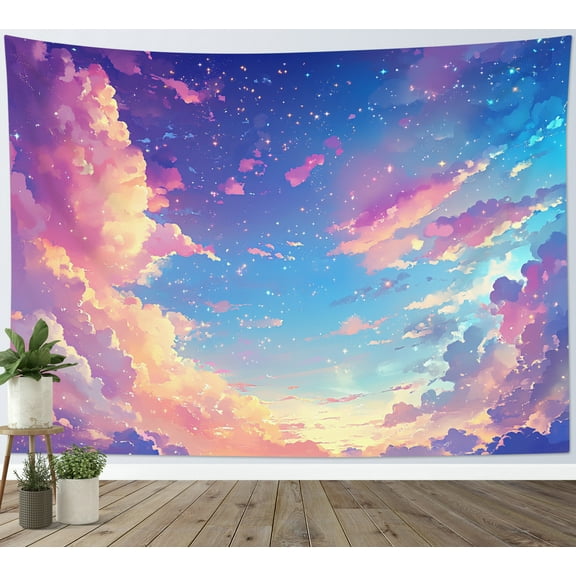 HVEST Pink Cloud Tapestry Wall Hanging Pastel Cloud and Blue Purple Sky Wall Tapestry for Girls Bedroom Cute Fantasy Tapestry for Living Room College Dorm Home Decor,60x40 inch