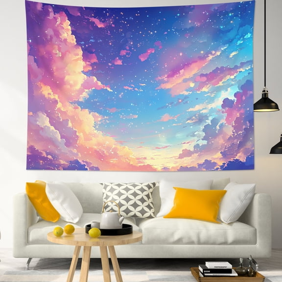 HVEST Pink Cloud Tapestry Wall Hanging Pastel Cloud and Blue Purple Sky Wall Tapestry for Girls Bedroom Cute Fantasy Tapestry for Living Room College Dorm Home Decor,59x51 inch