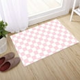 thumbnail image 1 of HVEST Pink and White Checkered Kitchen Rug Mat - Geometric Washable Non-Slip Cushioned Floor Mat, Waterproof Comfort Mats for Kitchen Sink, Laundry, Office, 23.6"x15.7", 1 of 8