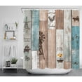 thumbnail image 1 of HVEST Rustic Wooden Shower Curtain with Hooks, 72x78 Inch Farmhouse Brown Teal Vintage Planks Barn Door Shower Curtains for Bathroom, Polyester Fabric Wood Boards Bathroom Decor Waterproof, 1 of 6