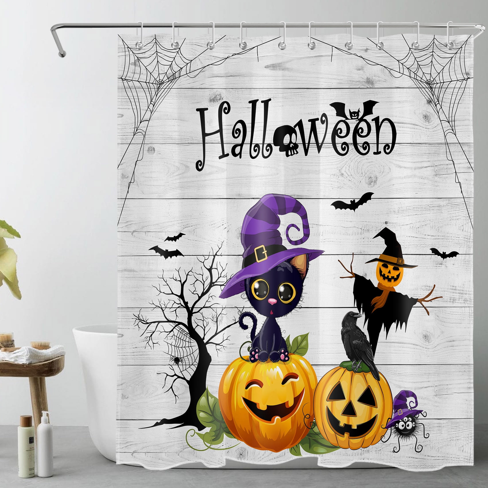 HVEST Vintage Halloween Shower Curtain for Bathroom,Magic Witch Hat