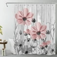 thumbnail image 1 of HVEST Vintage Pink Flower Shower Curtain,Watercolor Floral Grey Wood Plank Bathroom Shower Curtain Plant Polyester Fabric Decor Curtain with Hooks, 60X72 inch, 1 of 6