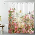 thumbnail image 1 of HVEST Rustic Floral Plant Shower Curtain with Pink Flower and Butterfly Design - Watercolor Wildflower Bathroom Decor, Waterproof Polyester Fabric, Includes 12 Hooks, 60x72 Inches, 1 of 8