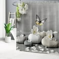 thumbnail image 1 of HVEST Zen Stone Shower Curtain Zen Stone with White Flower Yellow and Black Butterfly Shower Curtain for Bathroom Oriental Spa Bathroom Shower Curtain with Hooks,72 x 72 Inch, 1 of 6