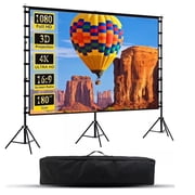 HVKDIEB 180 Inch Outdoor Large Projector Screen with Stand, Adjustable 3 Tripod Stand, Projection Wrinkle-Free Movie Screen with Transport Bag for Backyard Movie Night