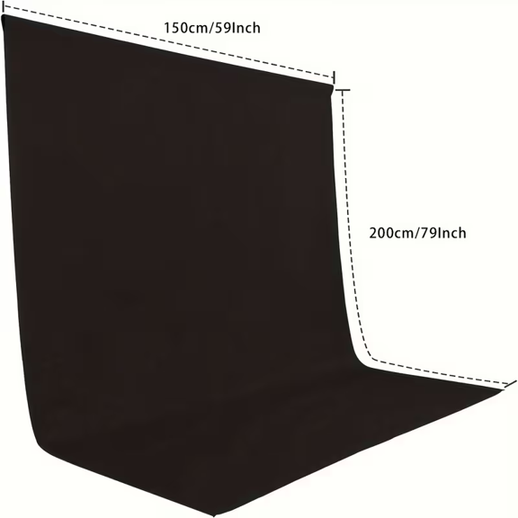 HVKDIEB Black Background Photography Cloth 5x7 ft (150x200cm) High Density Polyester Polyester Fabric Pure Black Photo Background Curtain Screen Foldable Washable Seamless Photo Shoot Portrait Part
