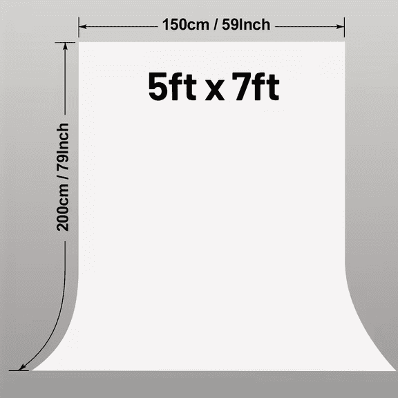 HVKDIEB High Density 5x7 ft Polyester Chroma Key Backdrop, White Background Cloth X1