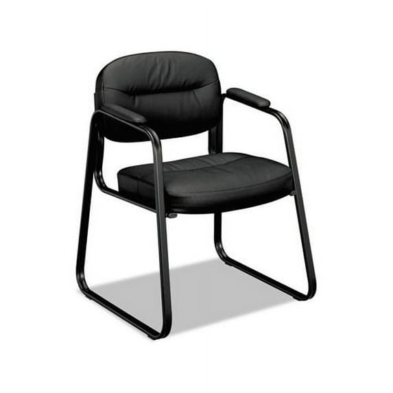 HVL653 Leather Guest Chair 22.25" x 23" x 32", Black Seat/Black Back, Black Base