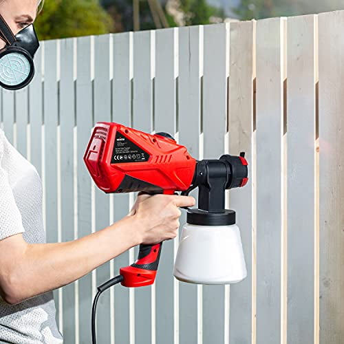 HVLP Electric Paint Sprayer Gun - 1200ml/min Paint Gun or Stain Sprayer with Adjustable Airflow and 600W Motor - HVLP Paint Sprayers for Home Interior or Exterior - 3 Spray Patterns, 4 Nozzles