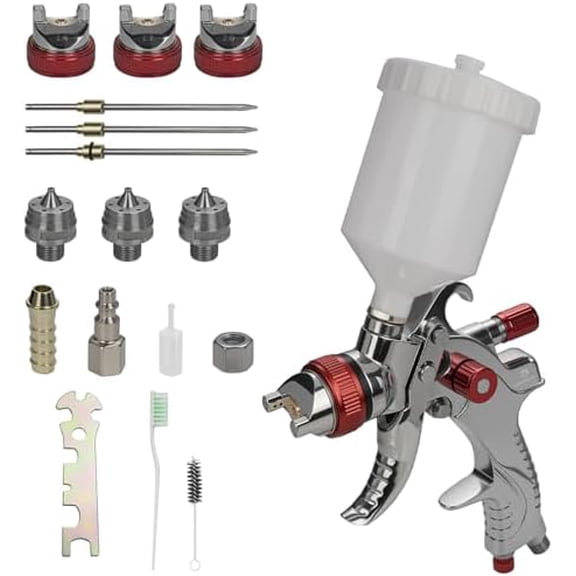 HVLP Spray Gun with 1.4/1.7/2.0mm Stainless Steel Nozzles 600ml Gravity Feed Paint Cup Adjustable Flow Control for Car Furniture Wall Painting$$Tools & Hardware Other