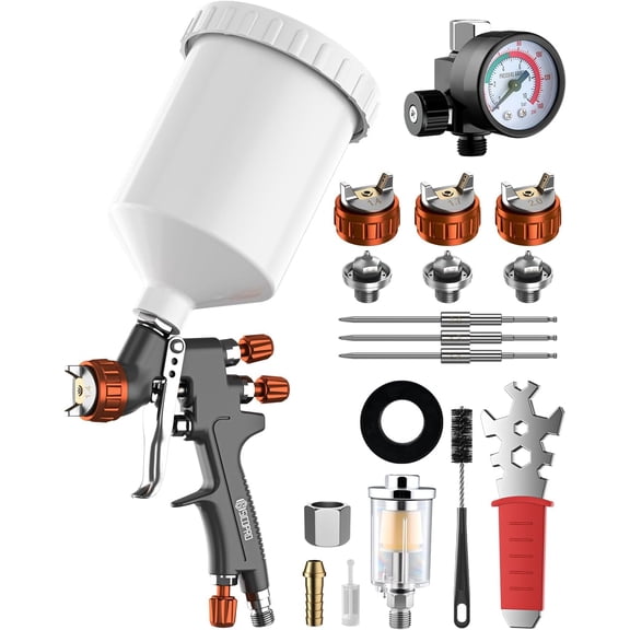 HVLP Spray Gun, Automotive Paint Gun, Spray Gun for Painting 1.4/1.7/2.0mm High-Precision Nozzles, Varnish and Top Coat,with Oil-Water Separator