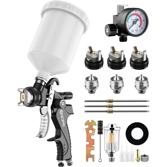 HVLP Spray Gun, Automotive Paint Gun, Spray Gun for Painting 1.4/1.7/2.0mm High-Precision Nozzles, Varnish and Top Coat,with Oil-Water Separator