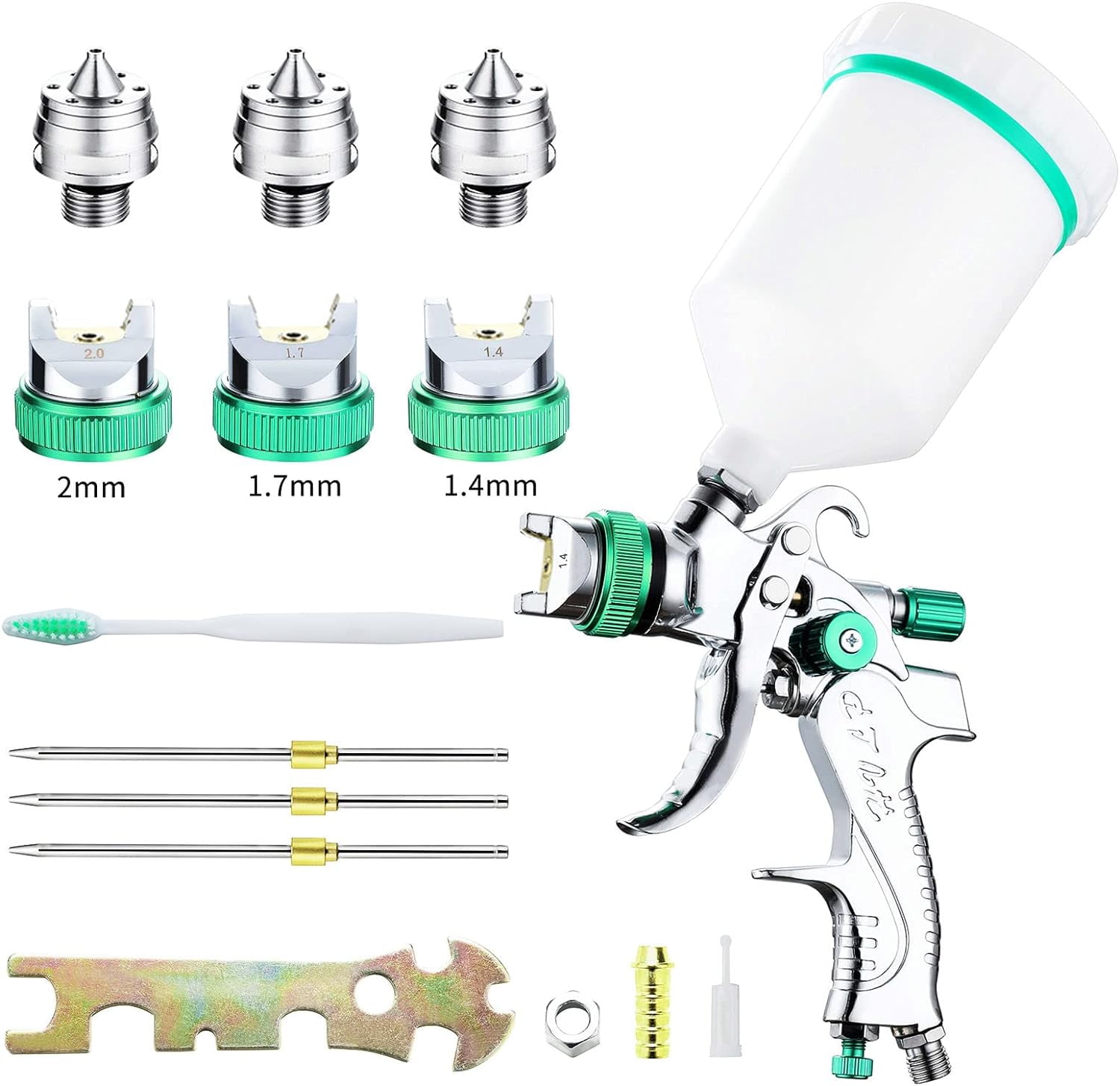 HVLP Spray Gun Kit, Professional Automotive Spray Paint Gun, Gravity Feed Air Spray Gun Set with 3 Nozzles (1.4mm 1.7mm 2.0mm) and 600cc Cup, Paint Sprayer for Car, Fence, Door, Furniture
