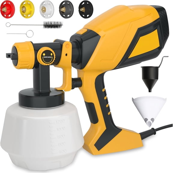 HVLP Sprayer, 1200ML Electric with 5 Nozzles & 3 Patterns, Adjustable Width, Easy to Clean for Furniture, Cabinets, Walls & Painting