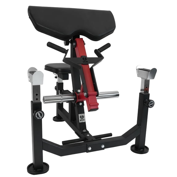 HeeH Preacher Curl Bench: Bicep Training Station for Barbell & Dumbbell Workouts with Lifting Weights Home Gym Equipment Red