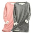 thumbnail image 1 of HVOBTTY 2 Pack Women's Thermal Shirts, Solid Crewneck Thick Wool Sweatshirt, Womens Thermal Underwear Tops, Compression Long Sleeve Base Layer Tops for Winter Cold Weather, Plus Size S-5XL, 1 of 4