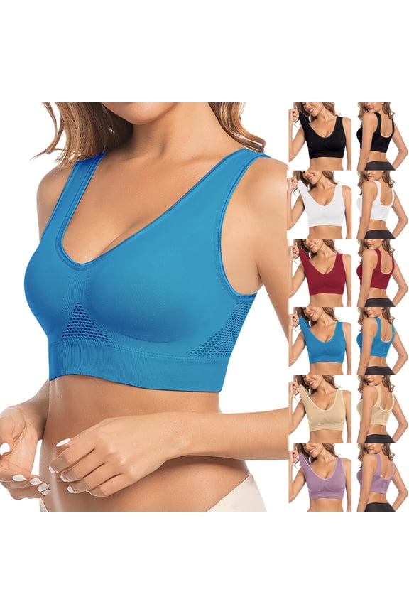 Back Closure Sports Bra for Women, Womens Bras No Underwire, Women Seamless Sports Bra Wirefree Yoga Bra with Removable Pads Beige, XXXXL