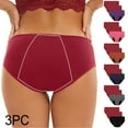 thumbnail image 1 of HVOBTTY Women's Briefs Plus Size Mid Waist Cotton Period Proof Soft Comfortable, 3-Pack, 1 of 5