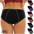 thumbnail image 1 of HVOBTTY Women's Briefs Plus Size Mid Waist Cotton Period Proof Menstrual Daily Wear, 3-Pack, 1 of 5
