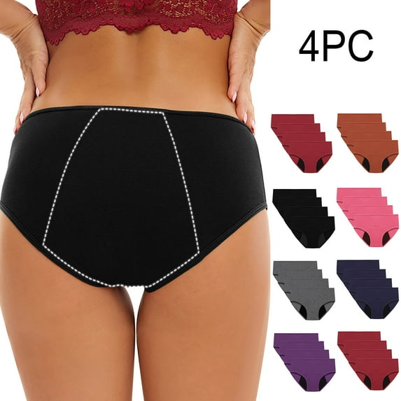 HVOBTTY Breathable Panties for Women, Underwear Women Pack Plus Size, 4PC Women's Menstrual Leak Proof Menstrual Panties Women's Physiological Underpants Orange, XXL