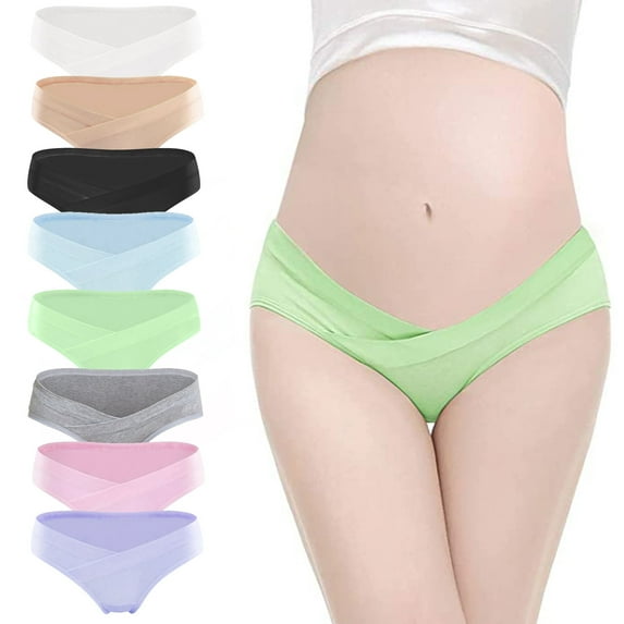 HVOBTTY Breathable Panties for Women, Womens Underwear, Ladies Comfortable Prenatal Solid Color Large Size Abdominal Panties Low Waiste Underpants White, L