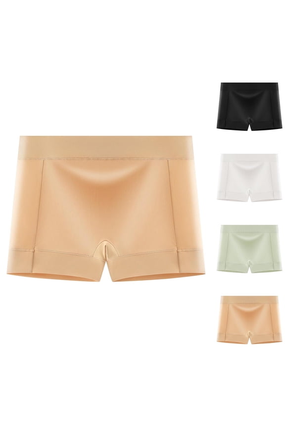 Breathable Panties for Women, Womens Underwear, Women's Flat Underwear Plus Size Safety Pants Physiological Pants Mid Waist Solid Color Breathable Square Underwear Khaki, XXL