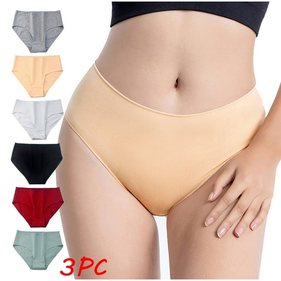 HVOBTTY Breathable Panties for Women, Underwear Women Pack, 3PC Women Everyday Solid Color Ventilate Elastic Underwear Panties Black, XL