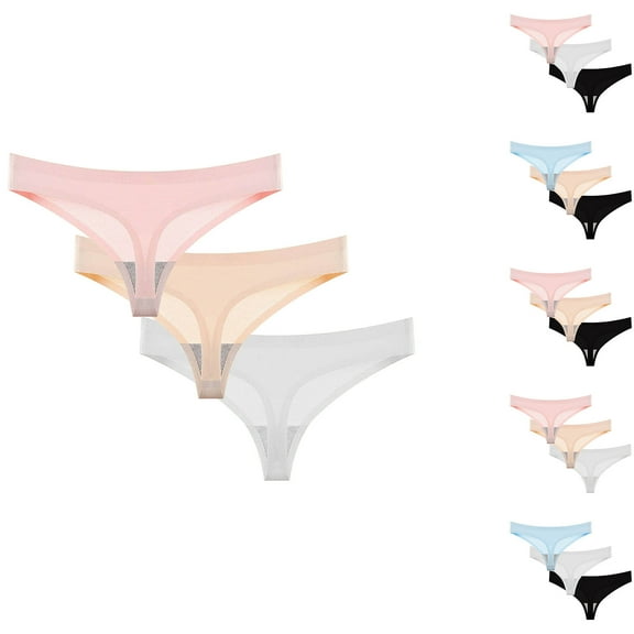 HVOBTTY Breathable Panties for Women, Underwear Women Pack, 3PC Women's Summer Seamless Breathable Thong Low Waisted Underwear PinkK, L