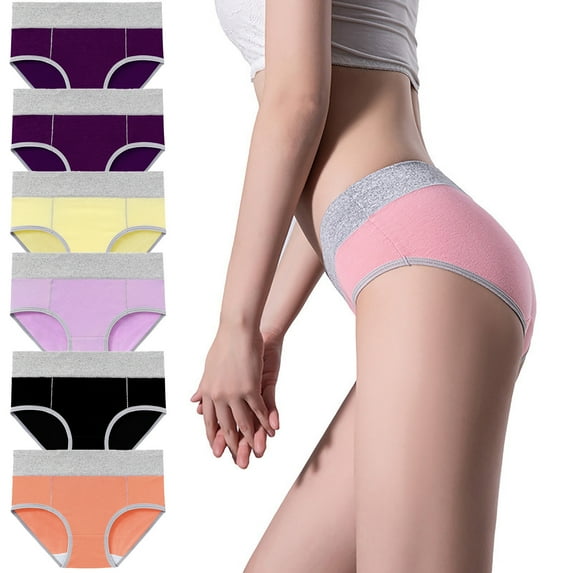 HVOBTTY Breathable Panties for Women, Underwear Women Pack Plus Size, Women's Mid-waist Breathable Lace Butt Lifting 6PC Underwear Orange, XXXL