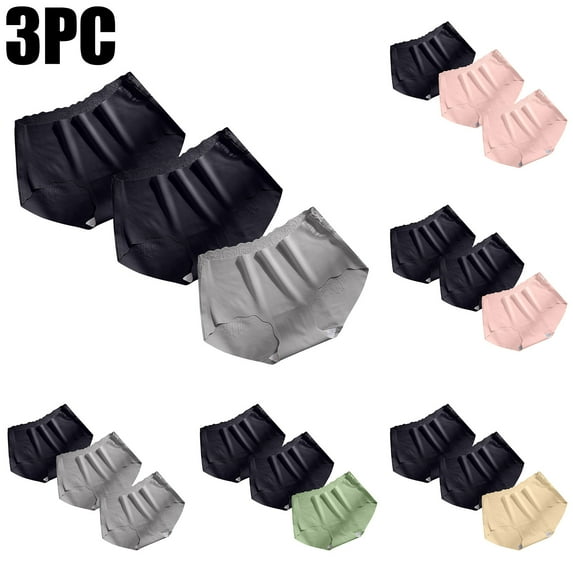 HVOBTTY Breathable Panties for Women, Underwear Women Pack, Women's Comfortable and Traceless Hip Wrap Triangular Solid Color Underwear Black, L