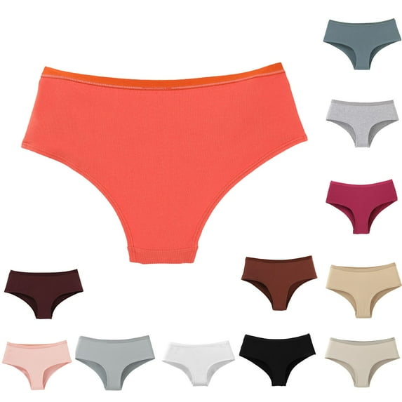 HVOBTTY Breathable Panties for Women, Womens Underwear, Women Fashion Solid Color Low Rise Thong Breathable Leisure Briefs Orange, M