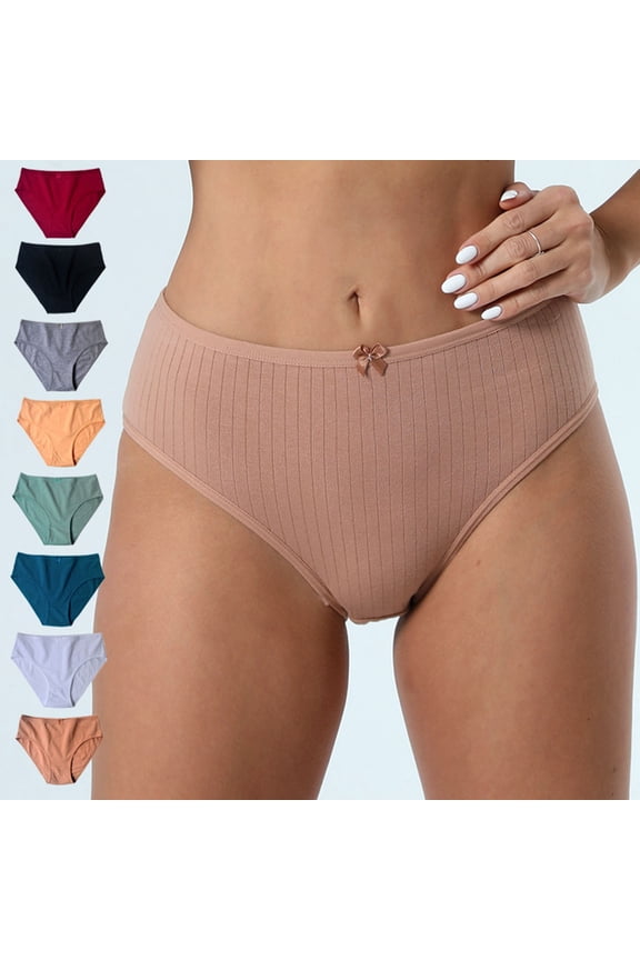 Breathable Panties for Women, Womens Underwear, Women Fashion Solid Color Thong Mid-rise Breathable Leisure Briefs Gold, L