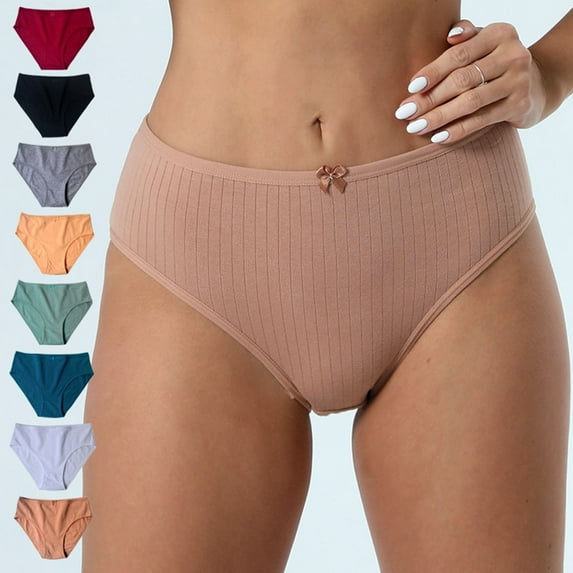 HVOBTTY Breathable Panties for Women, Womens Underwear, Women Fashion Solid Color Thong Mid-rise Breathable Leisure Briefs Yellow, XL