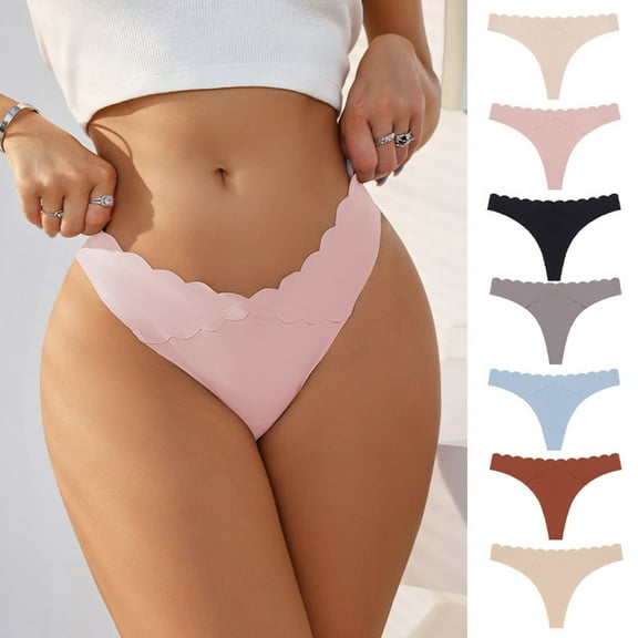 HVOBTTY Breathable Panties for Women, Womens Underwear, Women's Fashion Traceless Transparent Low Waist-string Panties Thong Beige, M