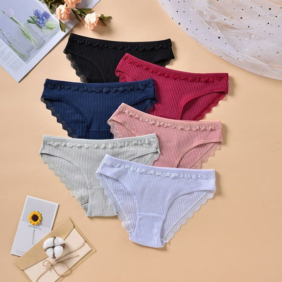HVOBTTY Breathable Panties for Women, Womens Underwear, Women's Mid Waist Lace Breathable and Comfortable Seamless Underwear Black, L