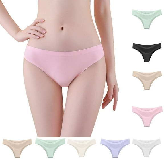 HVOBTTY Breathable Panties for Women, Womens Underwear, Women's Seamless Ice Silk Panties Mid-waist Breathable Briefs Beige, L
