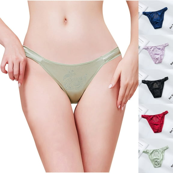 HVOBTTY Breathable Panties for Women, Womens Underwear, Women's Solid Color High Waisted Lace Ice Silk Underwear Red, XL