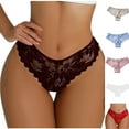 thumbnail image 1 of HVOBTTY Breathable Panties for Women, Womens Underwear, Women's Solid Color Lace Crotch Interest Low Waist Thong Underwear Red, L, 1 of 4