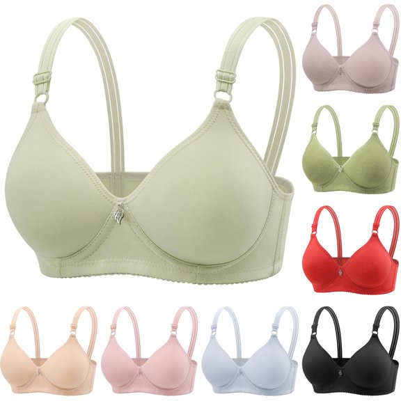 HVOBTTY Women's Casual Soft Bra Wireless Soli Color Back Closure Adjustable Straps Lightweight Daily Wear