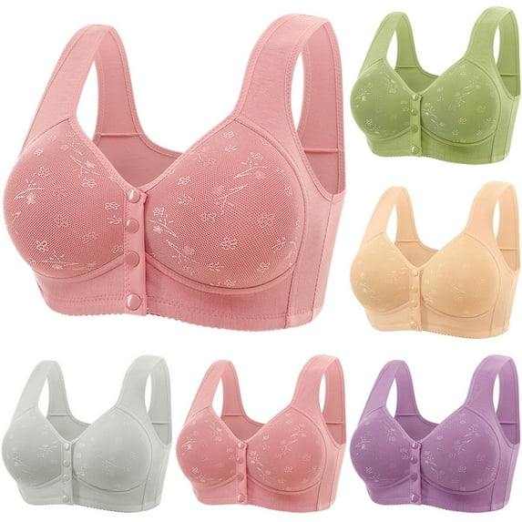 HVOBTTY Comfort Push Up Bras for Women, Womens Bras No Underwire, Woman Color Thin and Steel Hoop Gathered Breathable Underwear For Daily Bras Pink, 38