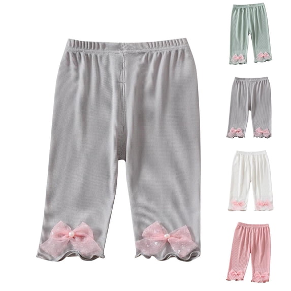 HVOBTTY Fall Toddler Girl's Slim-Leg Legging Lace Bow Solid Color Stretch Breathable Versatile Outer Regular Daily Wear Pants