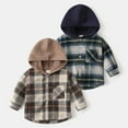 thumbnail image 1 of HVOBTTY Fall Unisex Toddler's Jacket Plaid Collared Button Front Loose Daily Layering Long Sleeve Outerwear Coat, 1 of 3
