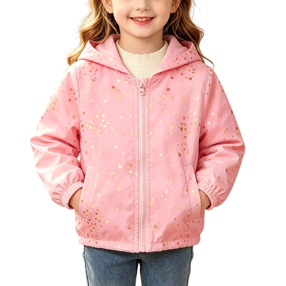 HVOBTTY Fall Unisex Toddler's Jacket Zip Up Hooded Wind Softshell Jacket All Over Print with Side Pockets Coat for 1-7 Years