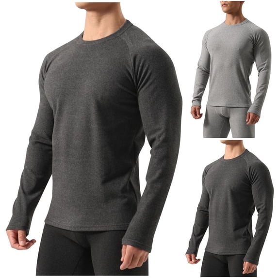 HVOBTTY Fall/Winter Men's Pajamas Top Solid Color Pullover Fleece High Elastic Wicking Long Sleeve Sport Household Top