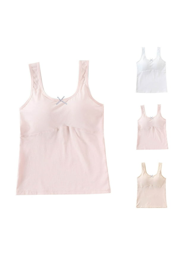 Girls Bra Solid Color Long Tank Top Double Layer Base Layer Developmental Bralette